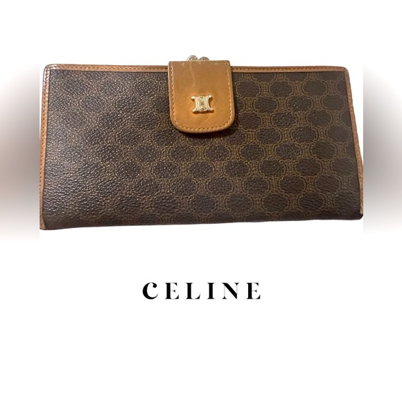 Celine Kisslock Monogram Leather Long Wallet - Picture 1 of 8